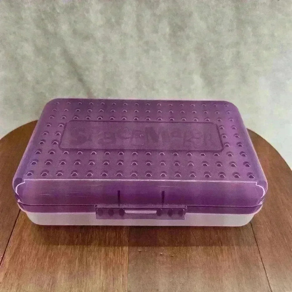 SpaceMaker Pencil Box Purple Lid Clear Base‎ 8.5"x5.25"x2.5" Retro Vintage 1990s - Picture 1 of 10